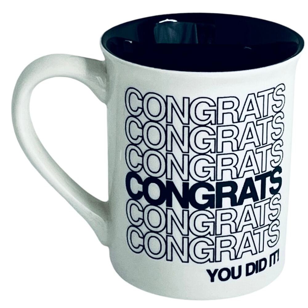 Our Name Is Mud Coffee Mug Congrats 16oz LG Tea Cup Congratulations Black White